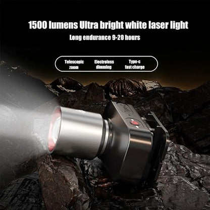 1000 Lumens Rechargeable LED Headlamp for Camping & Outdoor - Waterproof Adjustable Head Light with 10H Runtime, Ideal for Desert Hiking, Night Work