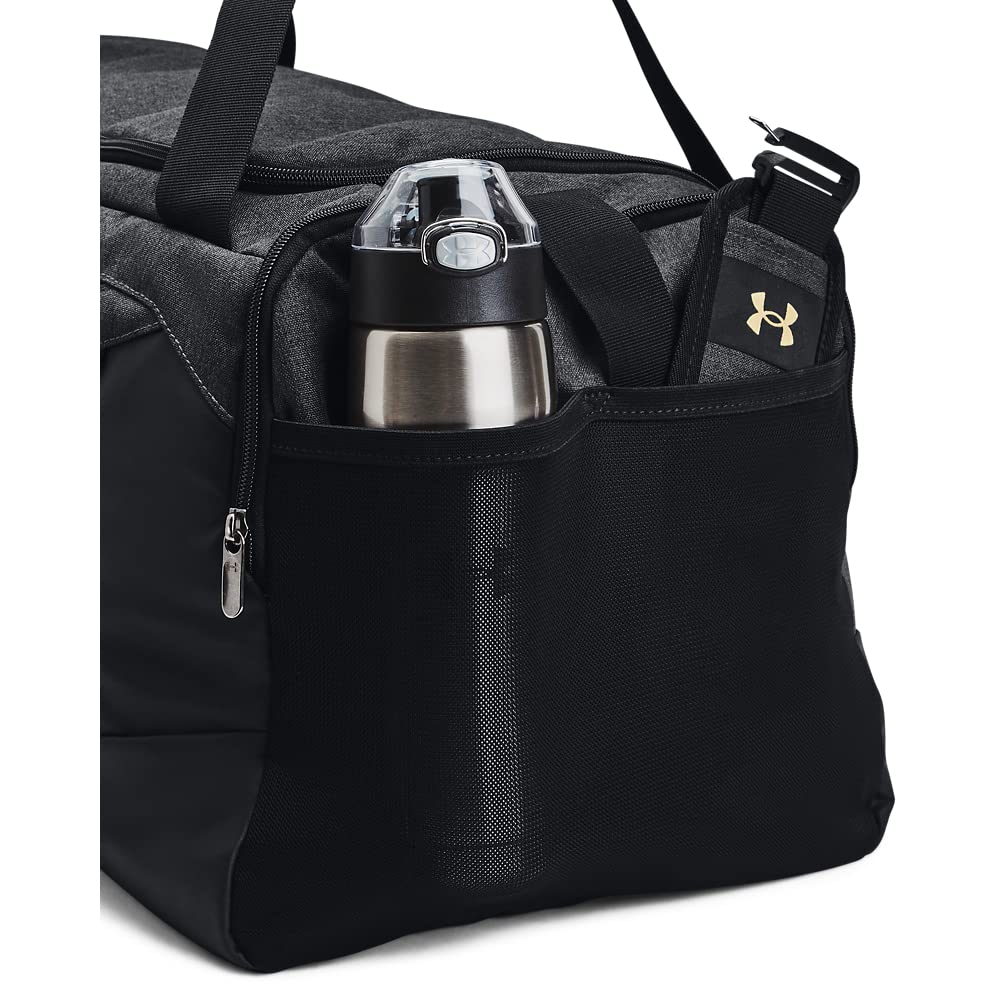 Under Armour Unisex-Adult Undeniable 5.0 Duffle, Black Medium Heather (002)/Metallic Gold, Medium (58L), Undeniable 5.0 Duffle