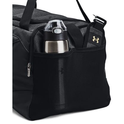 Under Armour Unisex-Adult Undeniable 5.0 Duffle, Black Medium Heather (002)/Metallic Gold, Medium (58L), Undeniable 5.0 Duffle