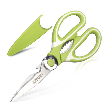 Kitory Kitchen Shears - Ultra Sharp Premium Scissors with Sheath - Heavy Duty Poultry Shears-Nut Cracker-Bottle Opener- Multi Purpose Scissors，2024 Gifts for Women and Men