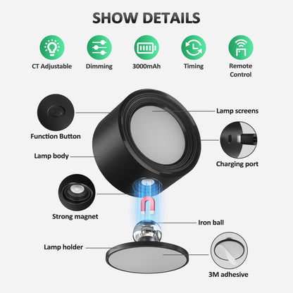 Racokky LED Wall Mounted Lights with Remote, Rechargeable Wall Sconces