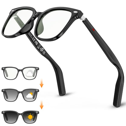 2026 Smart Glasses for Men & Women, 32g Ultra-Light, HD Calling, AI Translation/Music/Voice Control, Bluetooth Sunglasses with Photochromic Lens for Daily Use, Travel(Black)