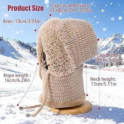 3 in 1 Beanie Hat for Women 2026 Warm Women's Outdoors Windproof Scarf Fall Hat Knitted Wind Resistant Ski Mask Set