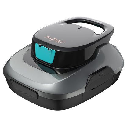 AIPER Scuba SE Cordless Pool Cleaner with 90-Min Runtime, Smart Self-Parking, Lightweight, Pool Vacuum for Above Ground Flat Pools up to 40 Feet, Ash Gray & Cyan