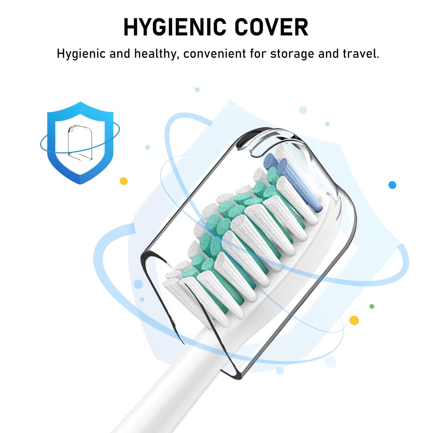 Replacement Toothbrush Heads Compatible with Philips Sonicare Click-on Handles, 8 Pack, Dupont Bristles with Protective Cover