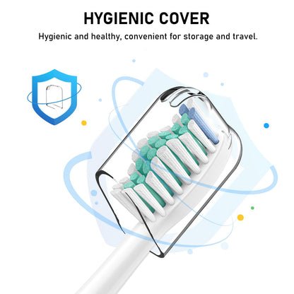 Replacement Toothbrush Heads Compatible with Philips Sonicare Click-on Handles, 8 Pack, Dupont Bristles with Protective Cover