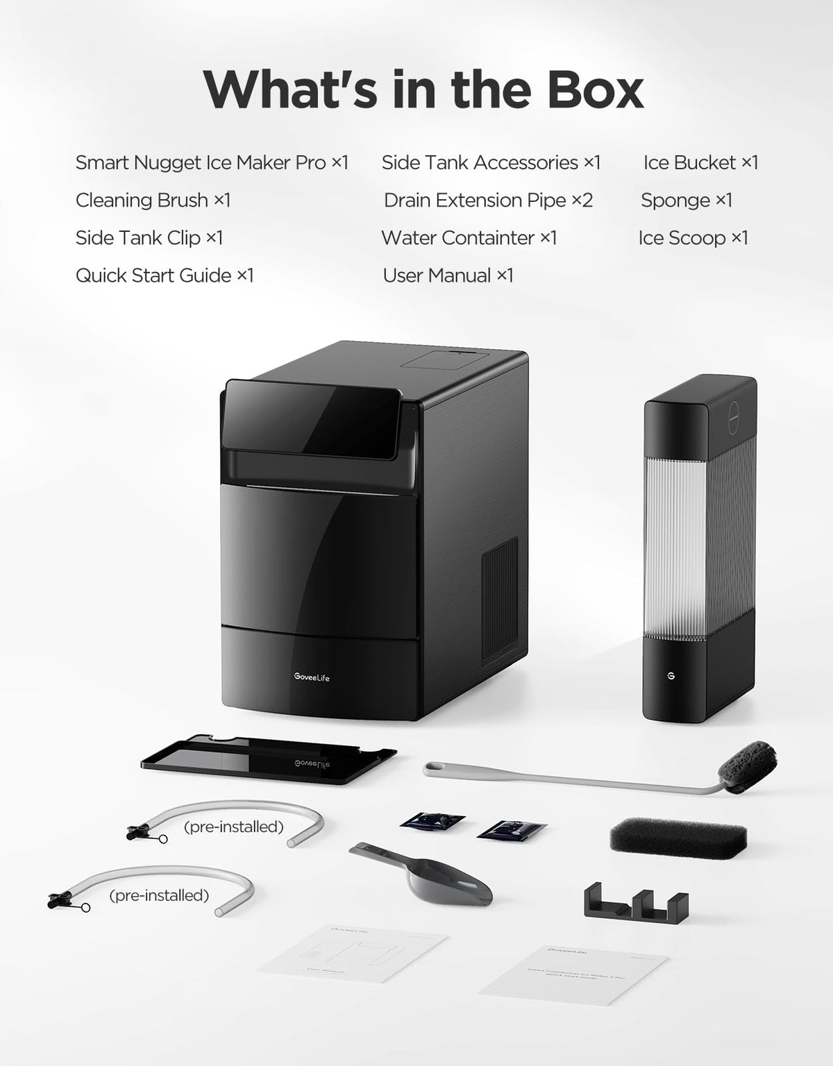GoveeLife Smart Nugget Ice Maker Pro, 60lbs Daily, 6-Minute Ice, 40dB