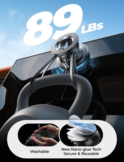 LISEN Car Phone Holder for Magsafe Car Mount [89 LBS Suction] Vacuum Magnetic Phone Holder Car for Mom MagLock Adjustable Suction Dashboard Mount in-Dash Mounting for iPhone 17 Pro Max 16 15 14 13