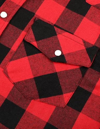 TARAINYA Men's Flannel Pearl Snap Plaid Western Cowboy Long Sleeve Shirt