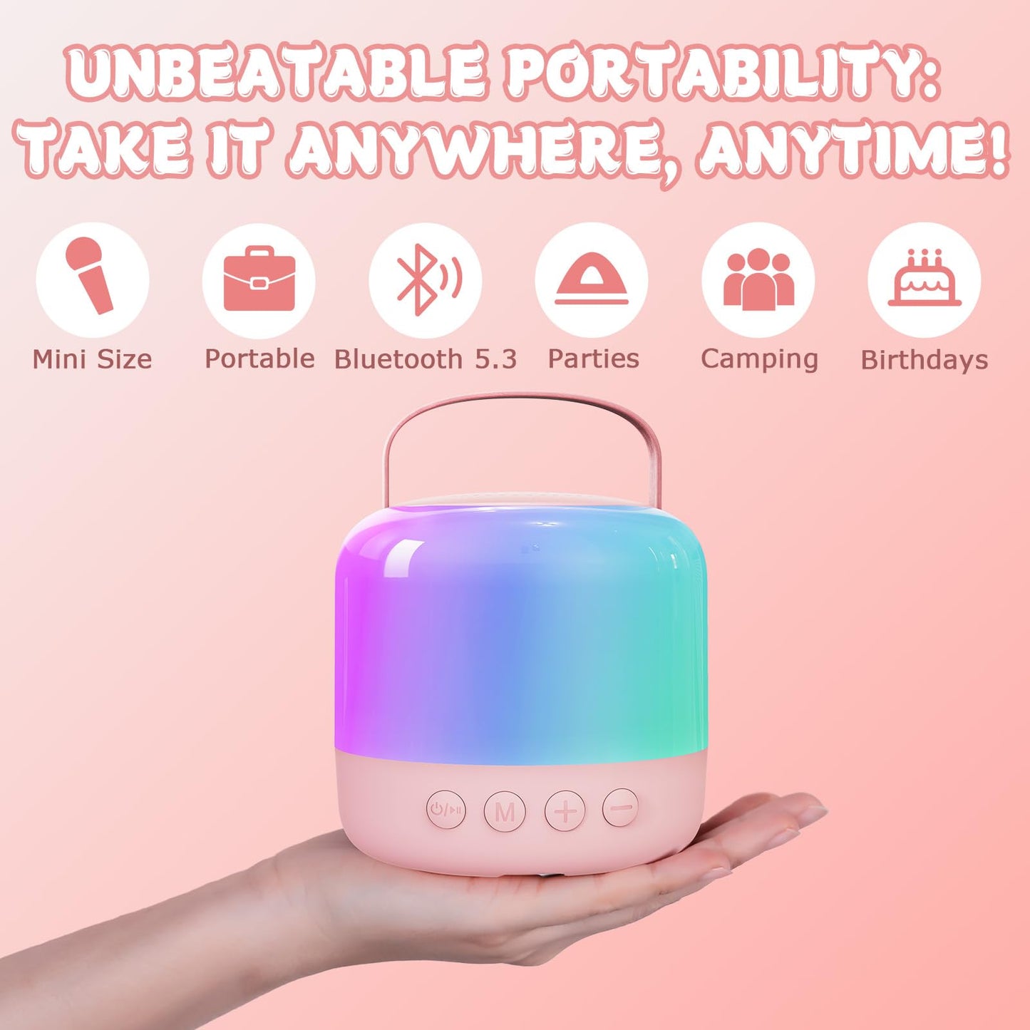 Siaca Karaoke Machine Kids, Mini Karaoke Machine with 2 Wireless Microphone for Kids, Birthday Gift Karaoke Microphone Kids Toys for Girls and Boys 2, 3, 4, 5, 6, 7, 8, 9, 10+ Year Old