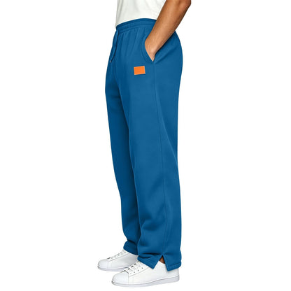 Sweatpants Men Sweatpants for Men Straight Leg Joggers Side Slits Loose Fit Sweat Pants Drawstring Waist Athletic Lounge Bottoms Mens Lounge Pants with Pockets Blue,XL