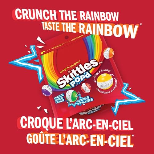 SKITTLES POP’D Original Freeze-Dried Candy, Crunchy Fruity Candy Snack for Sharing, Movie Nights & Parties, 155g