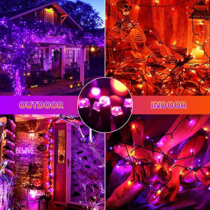 Tcamp 105FT 300 LED Orange Purple Halloween Lights Remote Timer Memory