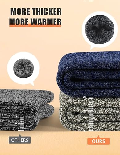 YADIFEN 5 Pairs Merino Wool Socks for Men Winter Cold Weather Extra Warm