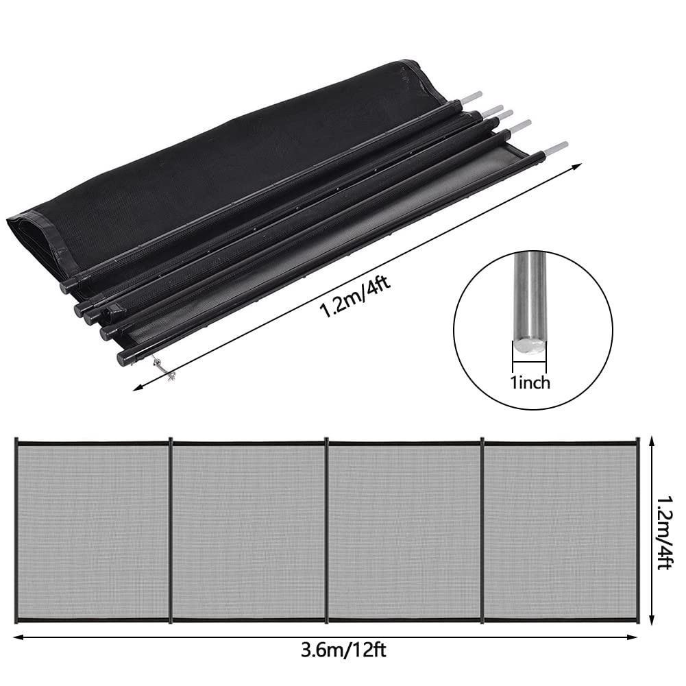 Togarhow 4ft x 12ft Removable Pool Fence, Safety Fence Door, Black DIY Pool Mesh Fencing Protect Gate for Outdoor Inground Pools & Above Ground Pool