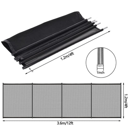 Togarhow 4ft x 12ft Removable Pool Fence, Safety Fence Door, Black DIY Pool Mesh Fencing Protect Gate for Outdoor Inground Pools & Above Ground Pool