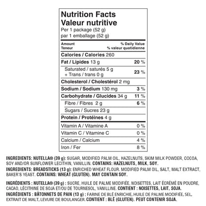 NUTELLA & GO Hazelnut Cocoa Spread With Breadsticks - 52 g Pack x 12