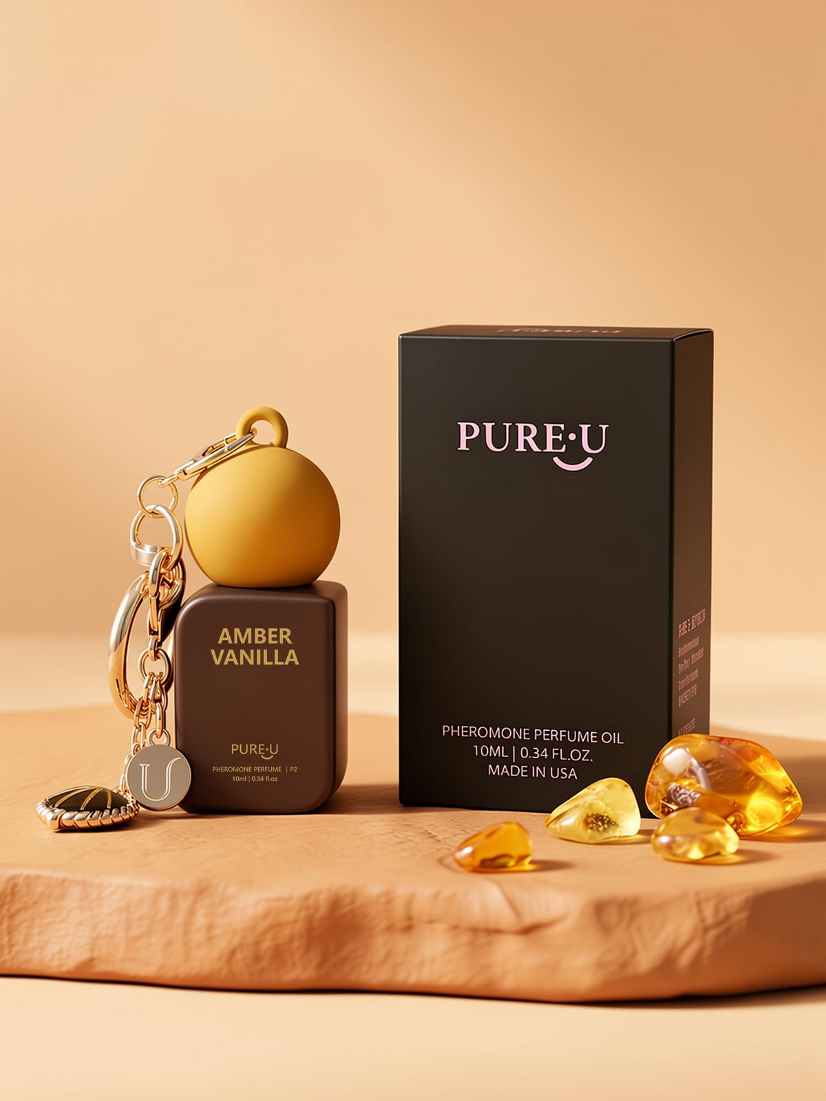 PUREU Amber Vanilla Pheromone Perfume Oil for Women | Clip-on Keychain