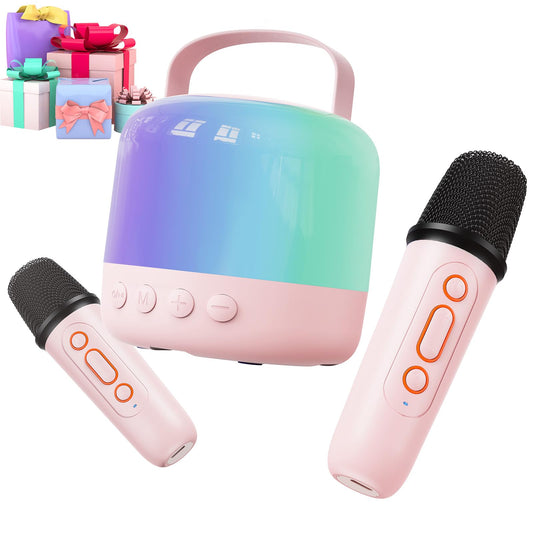 Siaca Karaoke Machine Kids, Mini Karaoke Machine with 2 Wireless Microphone for Kids, Birthday Gift Karaoke Microphone Kids Toys for Girls and Boys 2, 3, 4, 5, 6, 7, 8, 9, 10+ Year Old