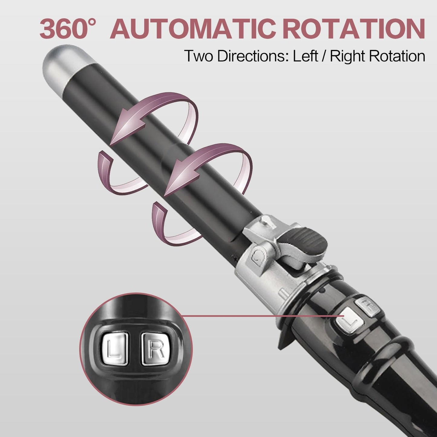 TANSHINE Automatic Rotating Curling Iron,Auto Hair Curling Wand Spining Hair Curler,Hair Styling Self Hair Waver with Adjustable Heat Setting,60 Mins Auto Off,32mm Barrel,1.25 Inch,Black