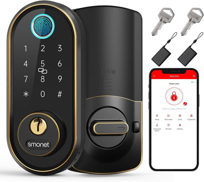 Bluetooth Smart Deadbolt Fingerprint Lock - Keyless Entry Door Lock for Front Door with Digital Keypad, Electronic App Control, Auto Lock, Easy Installation, Oil Rubbed Bronze