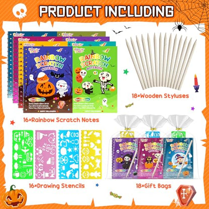 FEREDO KIDS 16 Pack Rainbow Scratch Notebook Art Party Favors for Kids
