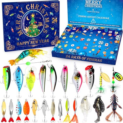 PLUSINNO 24 Days Fishing Advent Calendar 2026, Fishing Lures Gift for Men