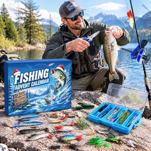 MOVINPE Fishing Advent Calendar 2026 Adult，Lures Gift with Tackle Box
