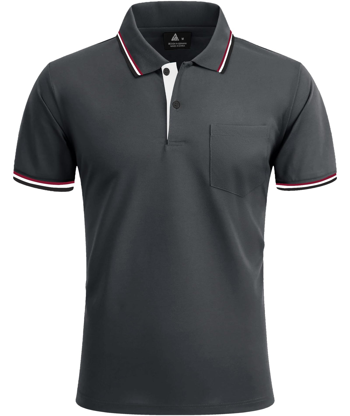ZITY Men's Casual Polo Shirt Short Sleeve Golf Shirt Classic Collared Poloshirt with Pocket Basic Slim Fit Work Shirt for Men