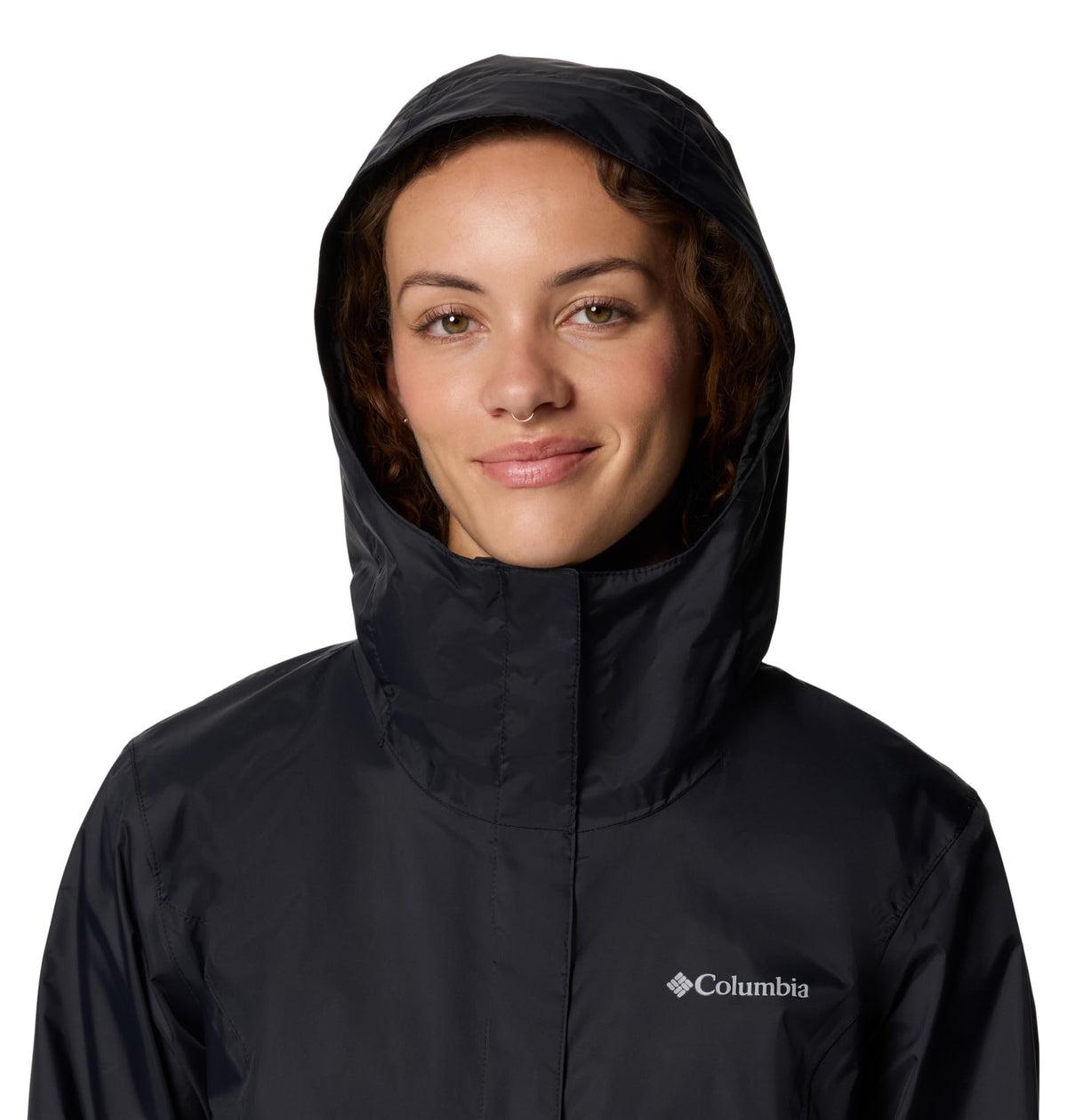 Columbia Womens Arcadia II Waterproof Rain Jacket, Black, 1X