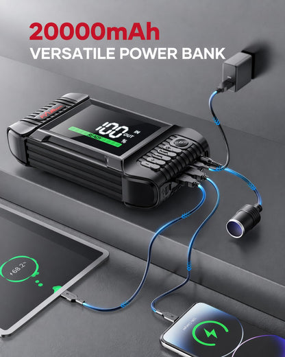 FLYLINKTECH Car Battery Jump Starter with Air Compressor