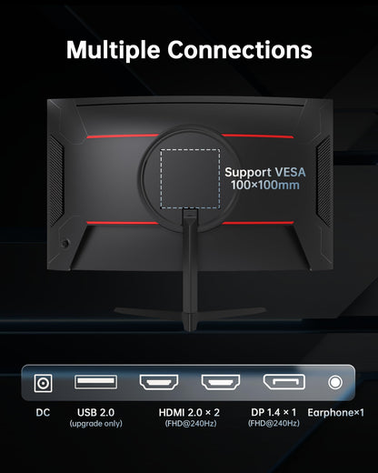 KTC 24 Inch Curved 240Hz Gaming Monitor, FHD 1500R Curved Computer Monitor 1080P, 3000:1 Contrast, Adaptive Sync, HDR, MPRT 1ms, HDMI DisplayPort, Low Blue Light, Tilt, VESA Mount, H24S17P