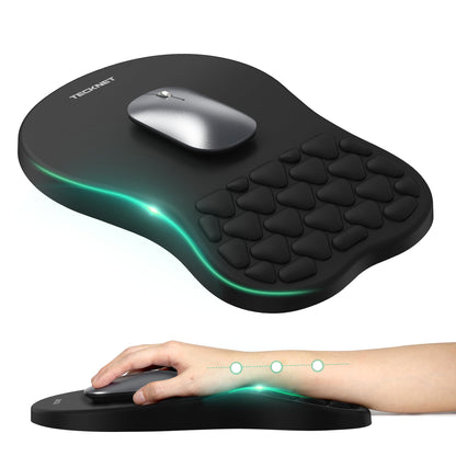 TECKNET 8° Ergonomic Mouse Pad with Wrist Rest, Comfortable Massage Design