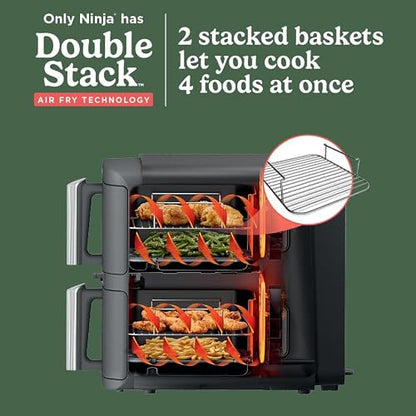 Ninja DoubleStack XL Smart Air Fryer, 10 Qt/9.5L, 6-in-1, Grey, SL451C