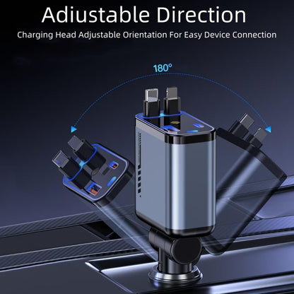 Retractable Car Charger with Galaxy Projector,Type C Fast Car Charger with 120W Power, 2 USB Ports, and Retractable Cables,Compatible with iPhone 16/15/14/13/12/11/iPad and Galaxy Models S23/S22/S10