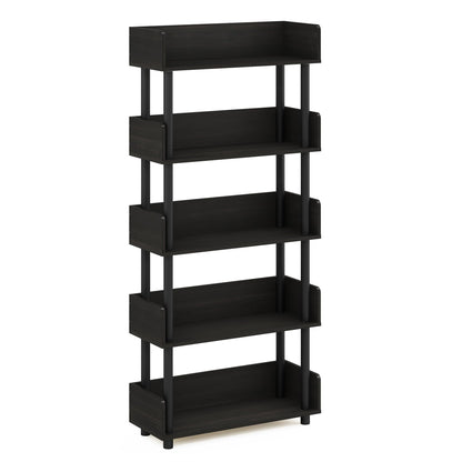 Furinno Turn-N-Tube Storage Shelves, 5-Tier Open Book Shelf with Round Corner Top Edges, Corner Shelf, for Living Room, Bedroom, Home Office, Espresso