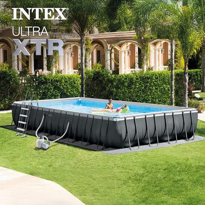 INTEX 26377EH Ultra XTR Deluxe Rectangular Above Ground Swimming Pool Set: 32ft x 16ft x 52in – Includes 2650 GPH Sand Filter Pump – Saltwater System – SuperTough Puncture Resistant – Rust Resistant