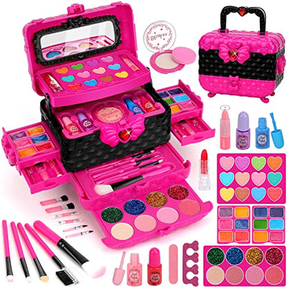 Teensymic Kids Makeup Kit for Girls, 54PCS Washable Makeup Toys, Age 3-13, Princess Theme, Girl Toys, Social Skill, Hand-Eye Coordination