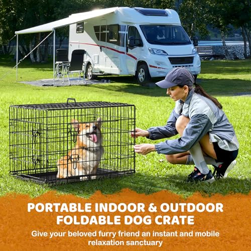 Yaheetech Dog Crate 36'' Double Door Dog Crate with Divider, Removable Tray