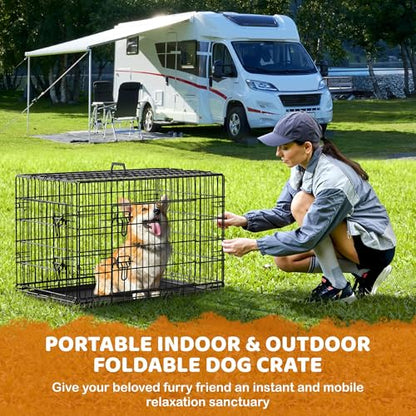 Yaheetech Dog Crate 36'' Double Door Dog Crate with Divider, Removable Tray