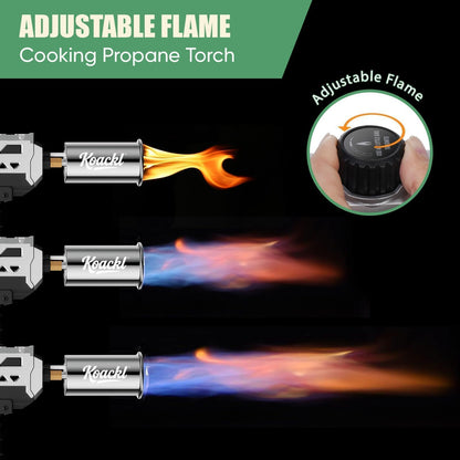 KOACKL Propane Torch Gun - Propane Torch Head with Igniter, Adjustable Flamethrower Blow Torch for BBQ, Searing Steak, Barbecue Tools, Meat Smoker, Cooking, Grill & Charcoal Starter