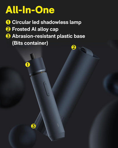 HOTO Electric Screwdriver Set, 3.6V Cordless Screwdriver Set USB-C, 3 Torque Settings, 1500mAh Battery, LED Light & 12 S2 Metal Bits for Furniture/Electrical Repairs