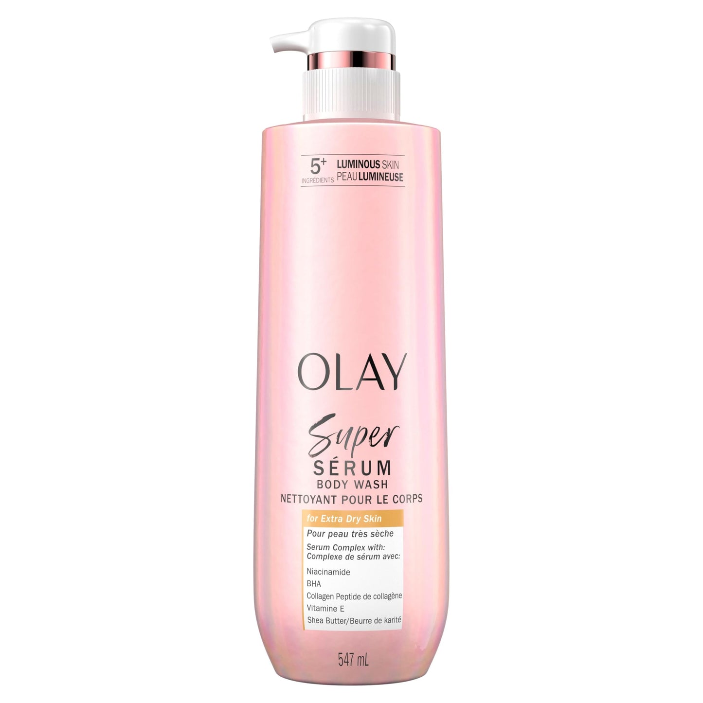 Olay Super Serum Body Wash for Extra Dry Skin, Serum Complex for Luminous Skin, 547 mL