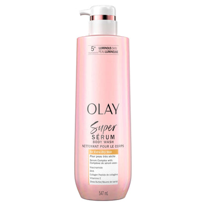 Olay Super Serum Body Wash for Extra Dry Skin, Serum Complex for Luminous Skin, 547 mL
