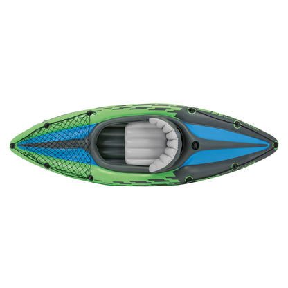 INTEX 68305EP Challenger K1 Inflatable Kayak Set: Includes Deluxe 86in Aluminum Oar and High-Output Pump – Adjustable Seat with Backrest – Removable Skeg – 1-Person – 220lb Weight Capacity