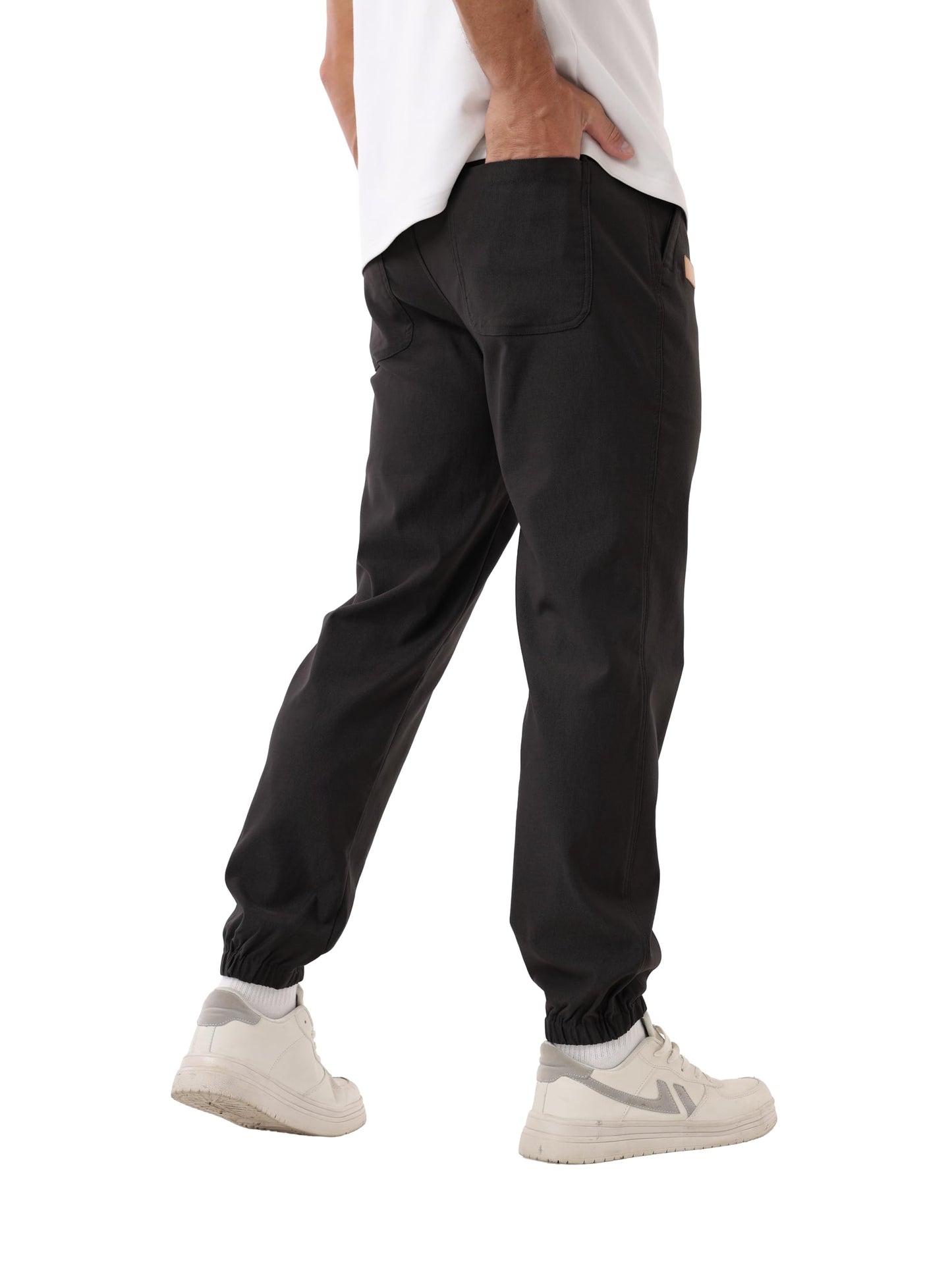 IWOLLENCE Mens Pants Casual Sweatpants for Men Joggers Elastic Waist Cotton Drawstring Chino Track Pant with Pockets Black XL