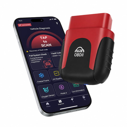UJS Rocco OBD2 Scanner Bluetooth for iPhone & Android, No Subscription(Red)
