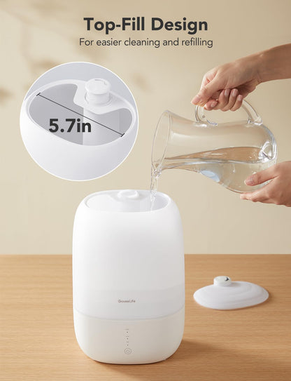 GoveeLife Smart 3L Humidifiers for Bedroom, Top Fill Cool Mist with Essential Oil Diffuser, Humidity Control, WiFi Air Humidifier with Night Light, 360° Nozzle, for Baby, Plants, Home, Work with Alexa