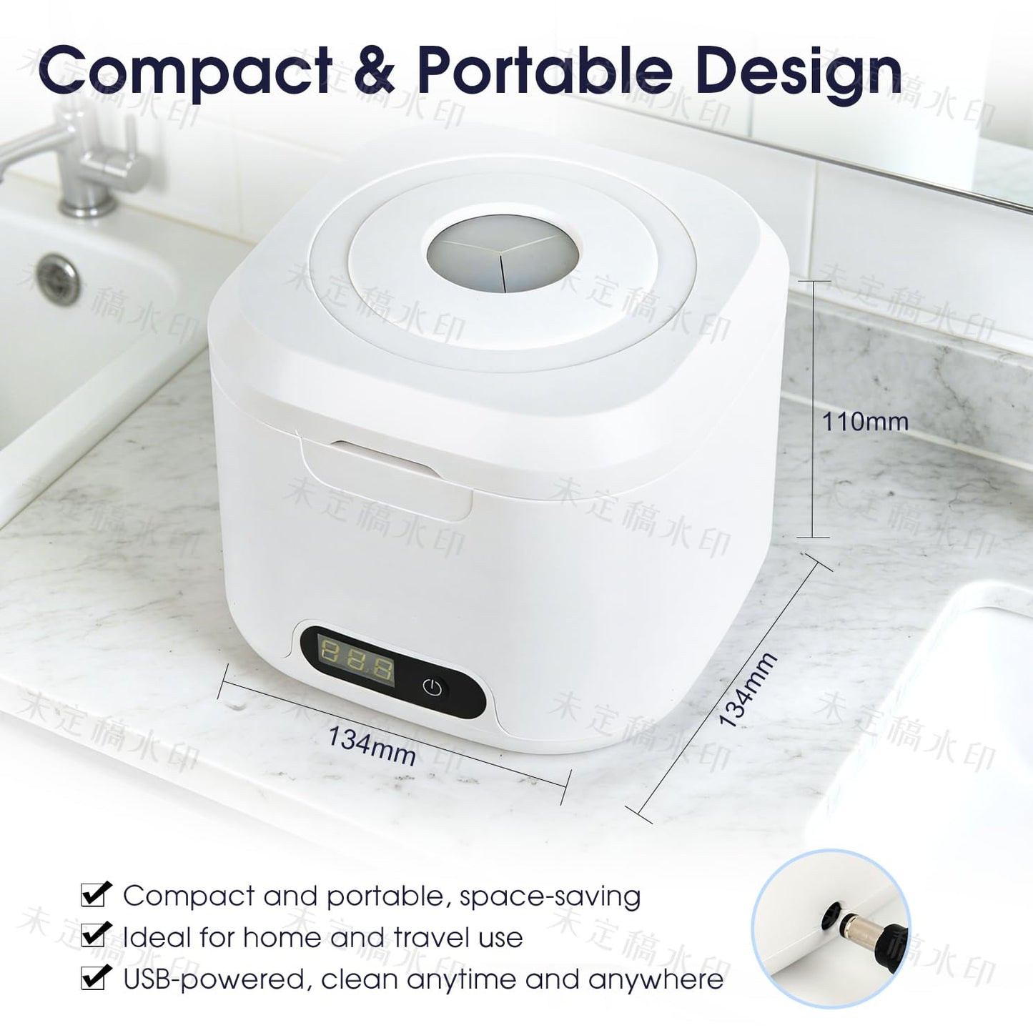 DKOXT Ultrasonic Retainer Cleaner Machine, Upgraded 49kHz Ultrasonic Cleaner for Denture, Night Guards, Mouth Guard Braces, Jewelry, Necklaces, Watch Strap, Digital Timer Dental Cleaning Pod, 304 Stainless Steel Tank (White)