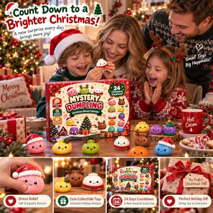 Christmas Squishies Advent Calendar 2026, 24 Mini Surprises & Fidgets